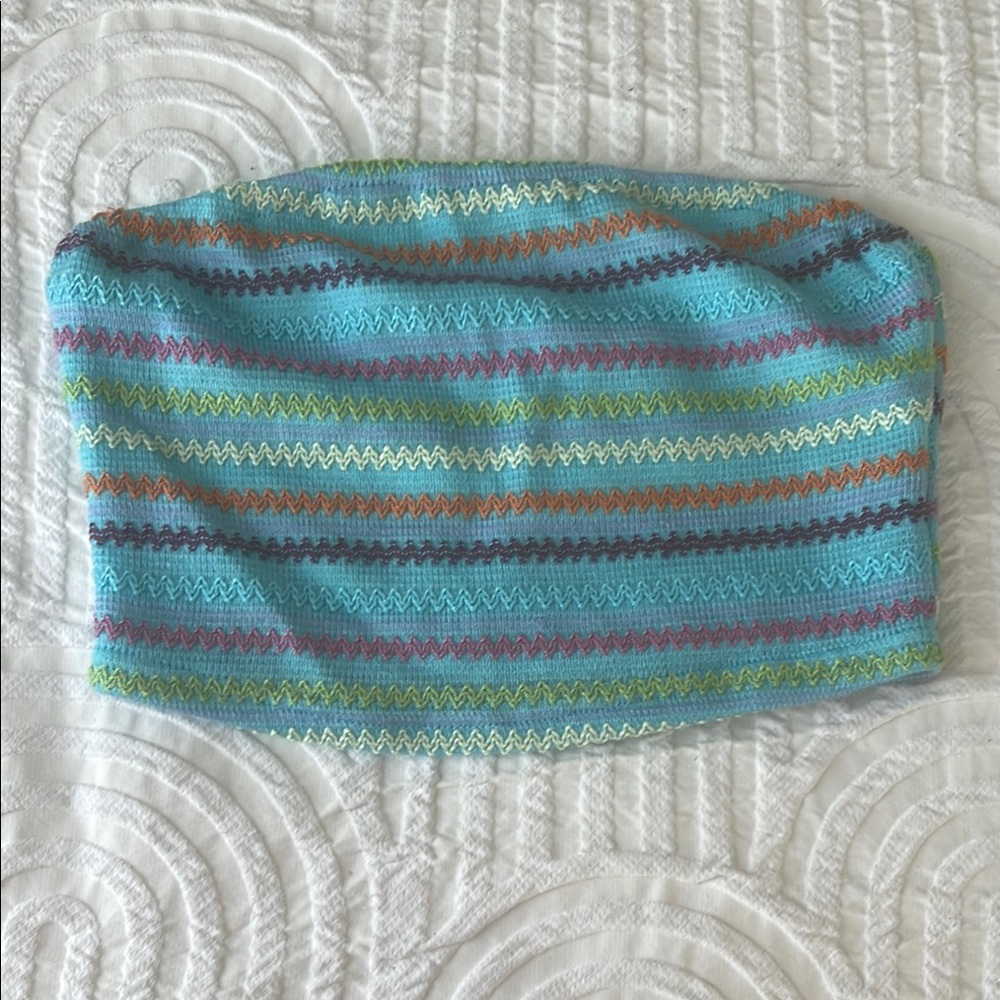 Colorful Striped Knit Tube Top